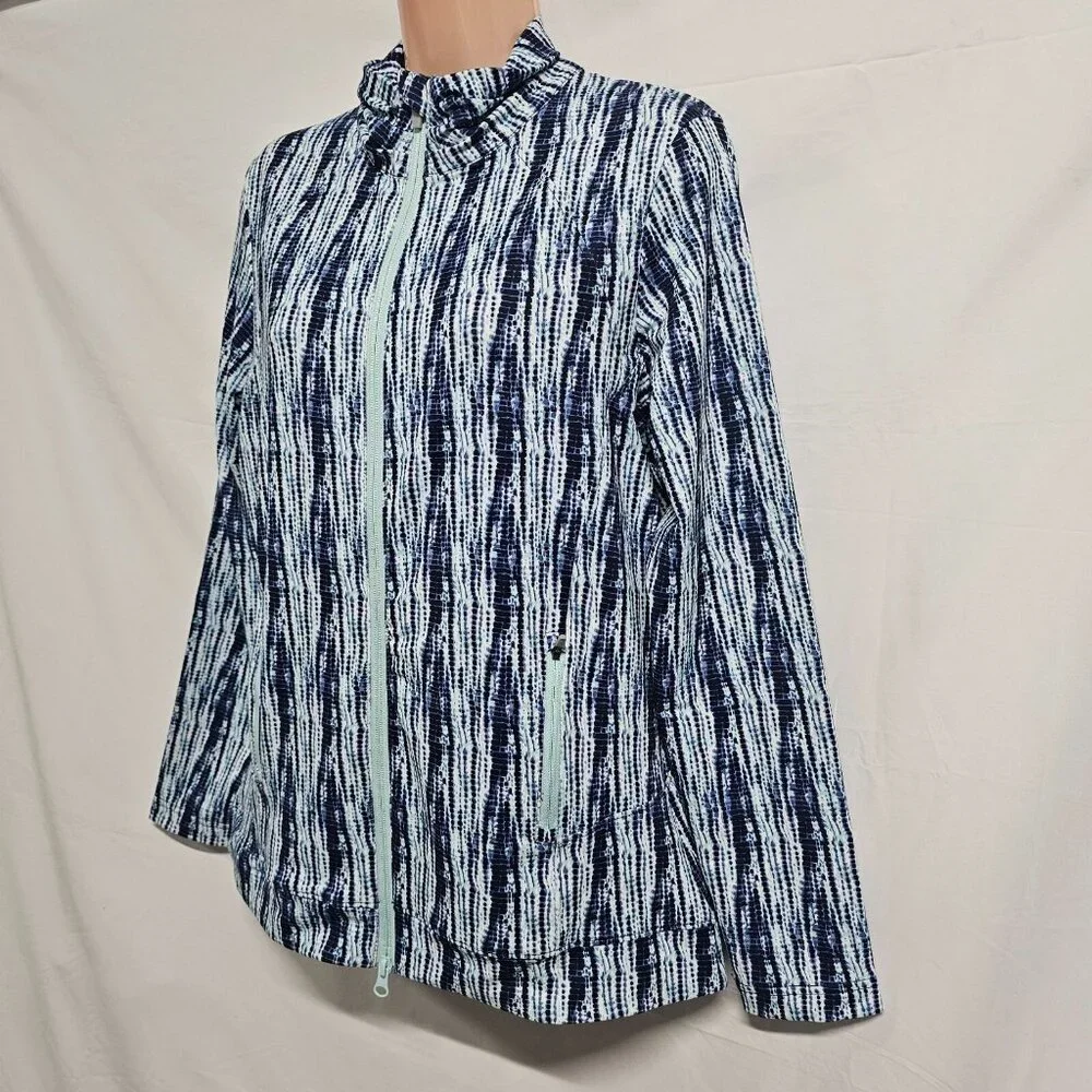Peter Millar Women Size L Golf Katy Full Zip Layer Jacket Blue UPF50 Sun Pro